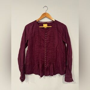 Maeve Anthropologie Gelise Plum Blouse. Size S